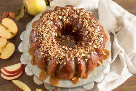 Apple Pound Cake with Caramel Pecan Topping | Island Olive Oil Company