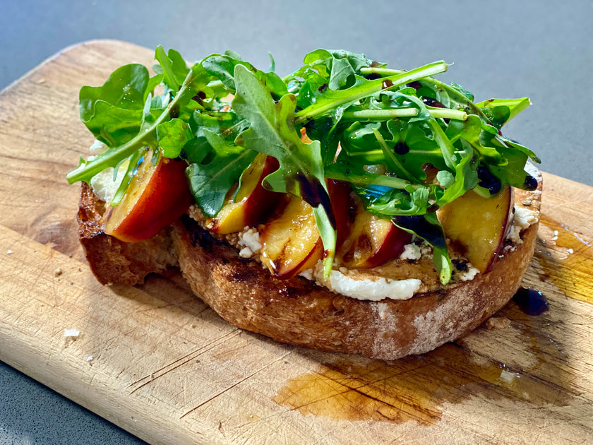 Grilled Nectarine Toast with Arugula | Island Olive Oil Company
