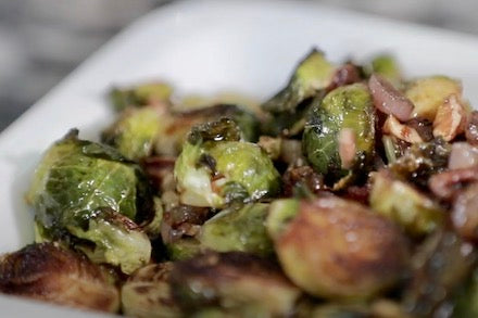 Oven Roasted Brussels Sprouts with Pancetta and Pecans | Island Olive Oil Company
