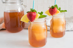 Iced Tea with Strawberry Pineapple Shrub