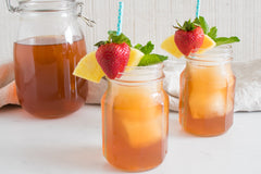 Iced Tea with Strawberry Pineapple Shrub