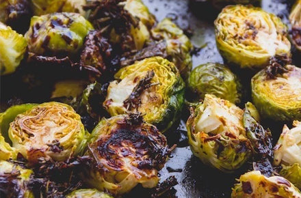 Maple Balsamic & Bacon Olive Oil Oven Roasted Brussels Sprouts