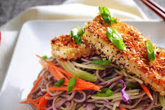 Sesame Soba Noodle Salad with Crispy Tofu